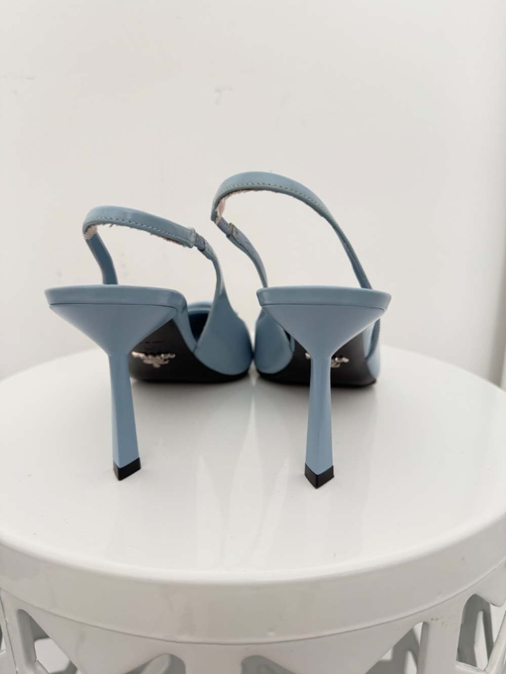 Prada Light Blue Modellerie Pointed Toe Slingback Pump Shoes - Picture 5 of 7